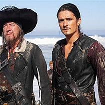 Le Capitaine Barbossa (Geoffrey Rush) et William Turner (Orlando Bloom)