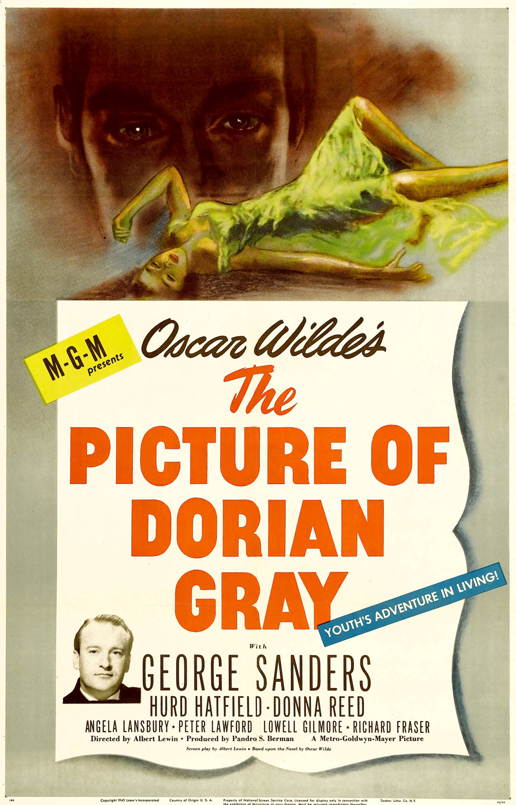 Affiche américaine du portrait de Dorian Gray